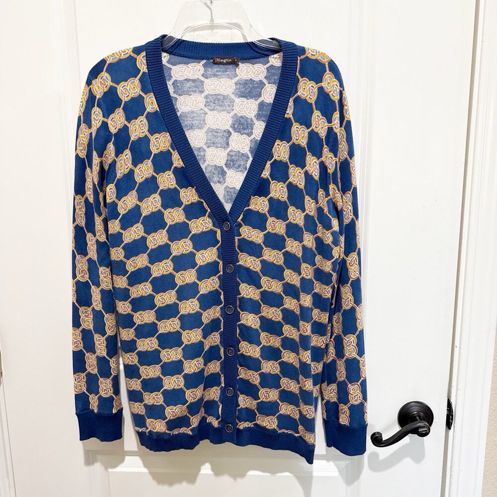 J McLaughlin Cardigan Sweater Old Money Equestrian Preppy Classic Size Medium - Picture 2 of 9